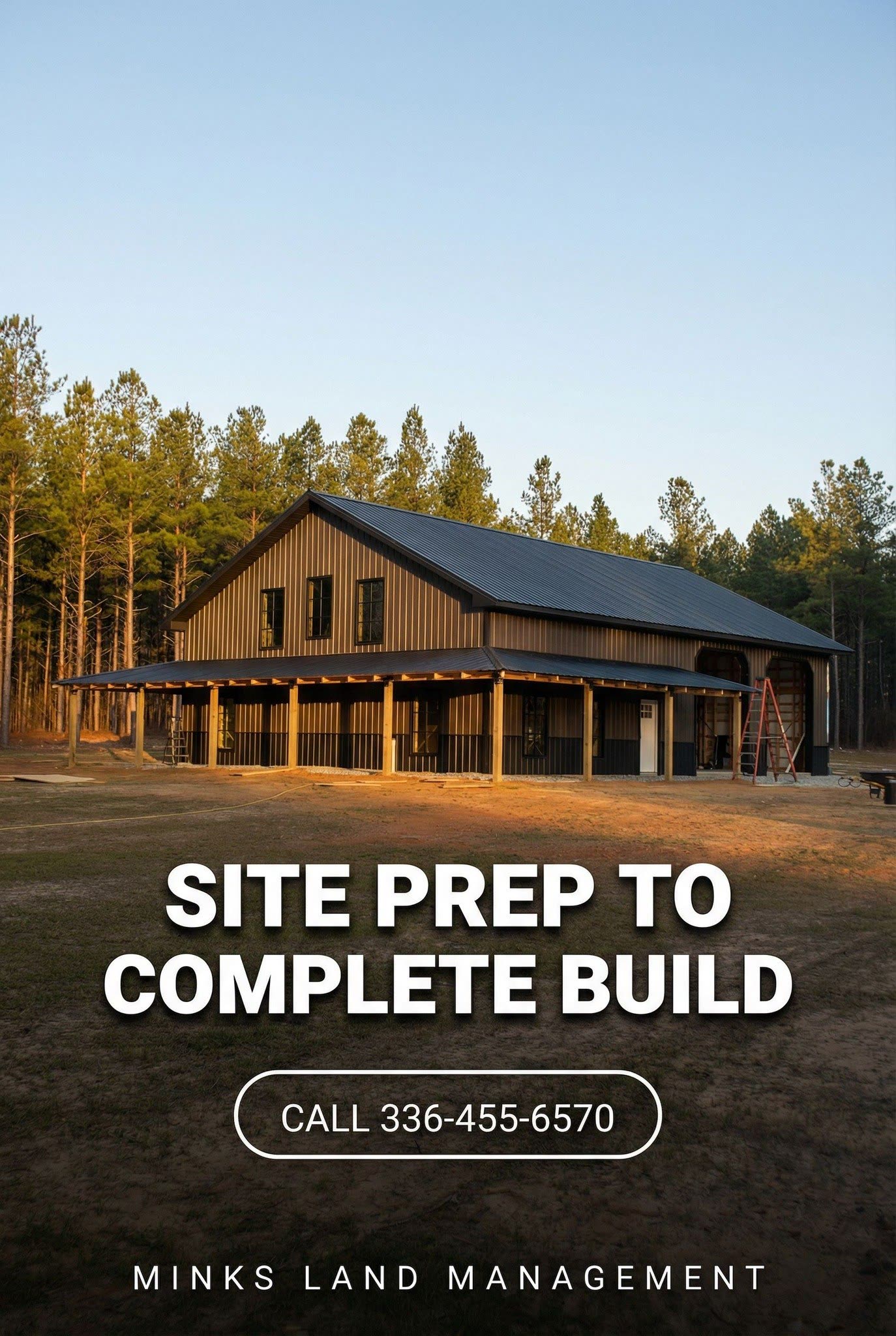 Site prep to complete build with finished barndominium